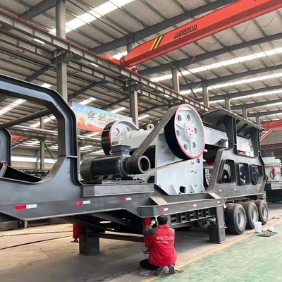 80-250kw Motorkraft Mobiler Kiefer-Einschlagskegel-Schleuder-Anlage für 150-300tph Kapazität